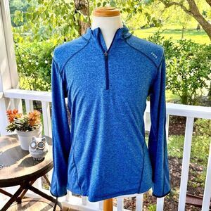 Sodo Apparel Elevate 1/4 Zip Stretch Melange Pullover. Blue. Size Large